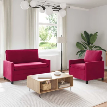 Sofa Sofos komplektas 2 pcs Vyno raudona Aksomas