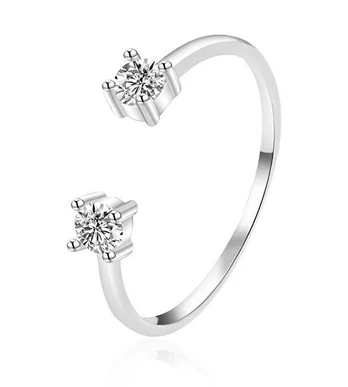 Agato Open sidabrinis ring with zircons AGT-R20W