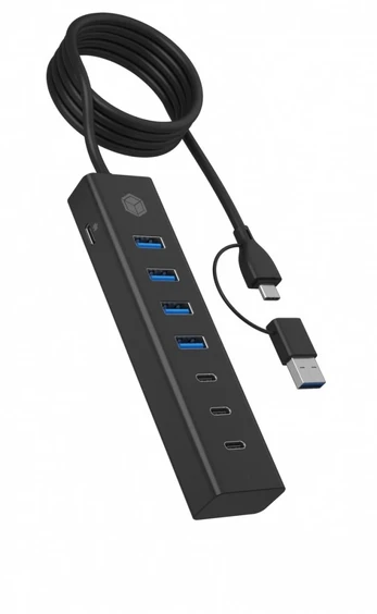 Icy Box IB-HUB1737-C3 7 prievadų USB 3.2 Gen 1 šakotuvas, 3x USB Type-C., 4x USB Type-A