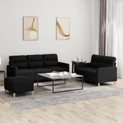 Sofa Sofos komplektas su pagalvėlėmis, 3 dalių, juodas, audinys kaina