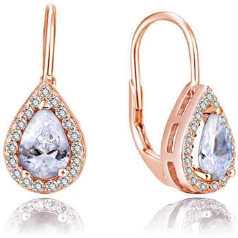 Beneto Gold-plated earrings with clear zircons AGUC2231-ROSE