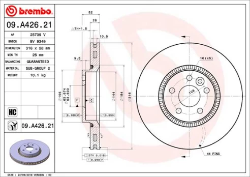 BREMBO 09.A426.21 Brake Disc