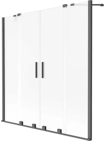 Vonios sienelė Mexen Velar Duo, 160 x 150 cm, Gun metal/matinis stiklas