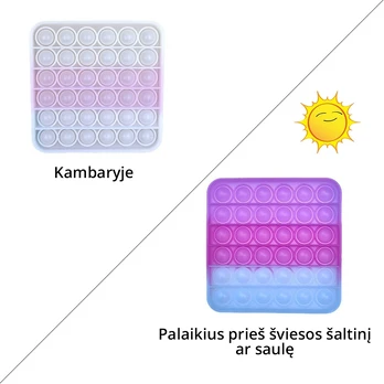 Antistresinis žaislas POP-IT kvadratas keičiantis spalvą