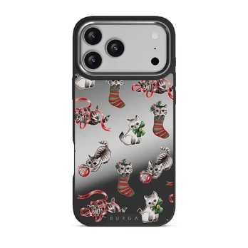 Merry Kitty - iPhone 17 Pro Max Case, Elite Mirror Dark (MagSafe) / Silver
