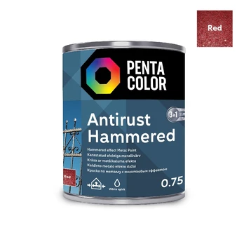 Spec. paskirties dažai Pentacolor Anti Rust Hammered, 0.75 l, raudona