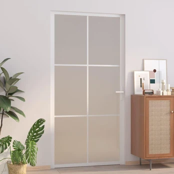 Vidaus durys, baltos, 102,5x201,5cm, matinis stiklas/aliuminis