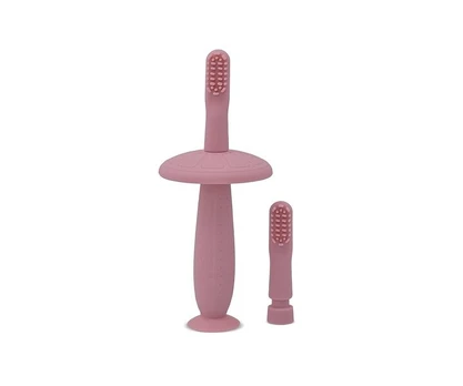 Silikoninių dantų šepetėlių rinkinys Lorelli Blush Pink, 2 vnt.