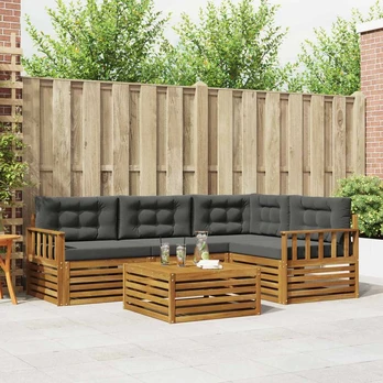 Lauko sofos komplektas su pagalve 5 pcs Natūralus ir antracitas