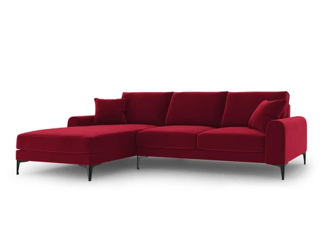 Minkštas kampas Mazzini Sofas Madara, veliūras, raudonas/juodas, Kairinis variantas