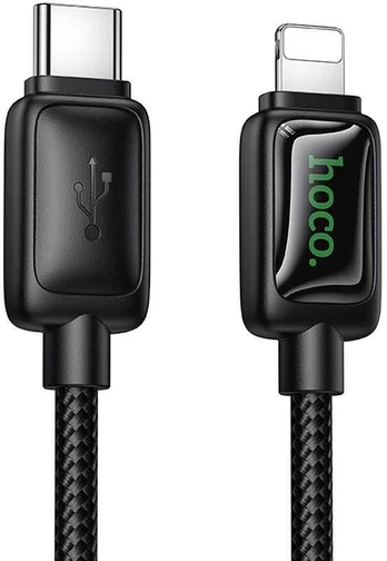 Cable with LCD USB C to Lightning Hoco PD 30W 1,2 m U146 juodas