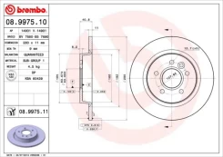 Stabdžių diskas BREMBO 08.9975.11 kaina