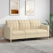 Trivietė sofa, kreminės spalvos, 180cm, audinys kaina