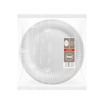 Vienkartinės lėkštės ILAJA WHITE, 23 cm, 20 vnt.