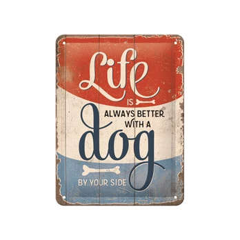 Nostalgic Art metalinė plokštelė Life is always better with a dog,15x20 cm