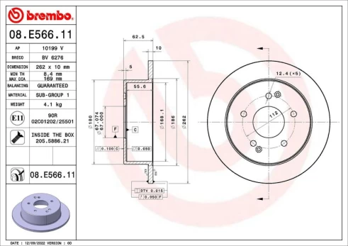 Stabdžių diskas BREMBO 08.E566.11