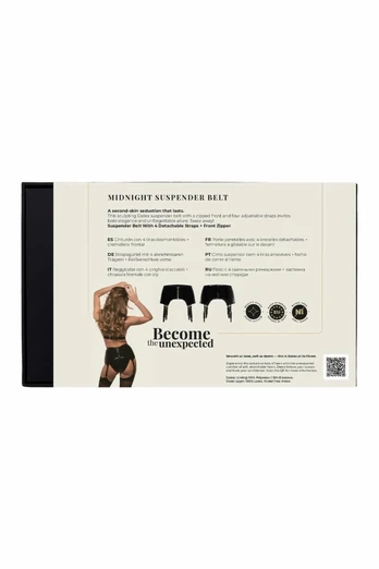 GUILTY PLEASURE Midnight Suspender Belt Black M - Datex, Zipped Front
