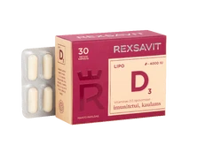 REXSAVIT LIPO D3 4000 IU, kietosios kapsulės N30 kaina