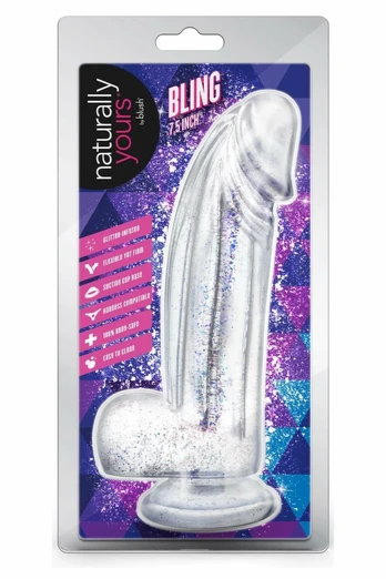 Naturally Yours Bling Sparkling Clear 19cm Intimate Machine with Suction Base