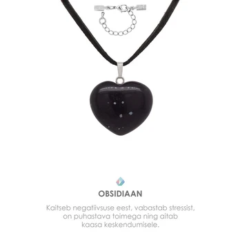 Širdies formos obsidiano pakabukas