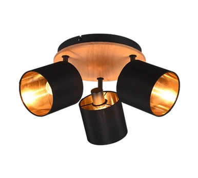 Trio-Lighting Tommy 3-pc E14 matt black/wood virziena gaismeklis