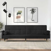 Sofa-lova su pagalvėlėmis, juodos spalvos, aksomas kaina