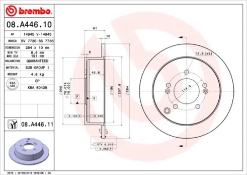 Stabdžių diskas BREMBO 08.A446.11