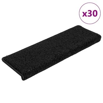 Laiptų kilimėliai 30 vnt 65x21x4 cm Juodi