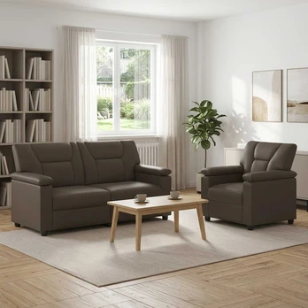 Sofa Sofos komplektas 2 vnt. Pilka Dirbtinė oda
