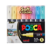 Uni Posca - PC1MC - Extra Fine Bullet Tip Pen - Soft Colors, 8 pc kaina