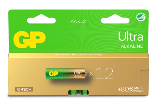 GP - Ultra Alkaline Battery, Size AA, 15AU/LR6, 1.5V, 12-pack