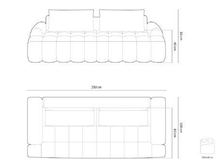Sofa With Bed Function And Box, "Linz", 4 Seats, 250x100x84 Made in Europe