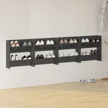 Sieninės spintelės batams, 4vnt., pilkos, 60x18x60cm, mediena