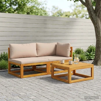 Kampinė sofa su pagalvėlėmis Natūrali