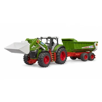 Tractor with front loader and trailer