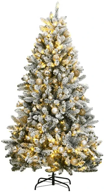Kalėdų eglutė su šarnyrinėmis šakomis/LED/žaisliukais, 270cm