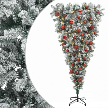 Apverstas dirbtinis Kalėdų eglutė su šakomis 150 cm 150 LED