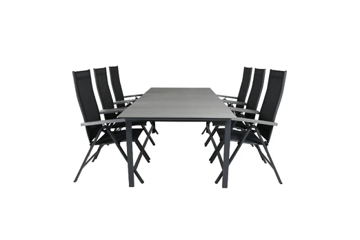 Levels Table 229/310 - Black/Grey+Albany Light 5-pos - black / Black textilene and grey teak_6