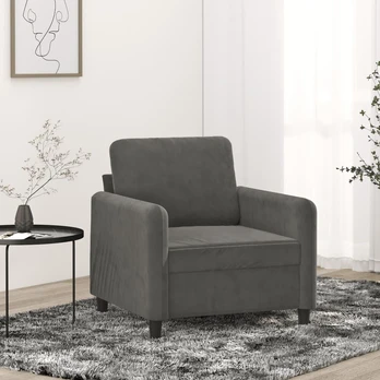 Sofa Krėslas, tamsiai pilkos spalvos, 60cm, aksomas
