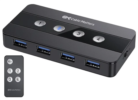 Cable Matters USB 3.0 jungiklis su 4 prievadais 4 kompiuteriams
