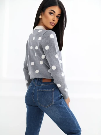 Italy Moda Sweter-IR-SW-QF3203.18-pilka