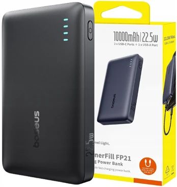 Baseus EnerFill FP21 10000 mAh 22.5W USB-A USB-C juoda