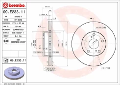 Stabdžių diskas BREMBO 09.E233.11 kaina
