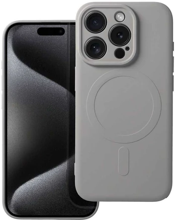 Dėklas Oem Silicone Mag Cover case compatible with MagSafe for IPHONE 15 PRO titanium pilkas