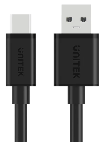 Laidas Unitek USB-A - USB-C, 0.25 m, juoda