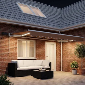 Rankinis markizės rėmas su LED Smėlio 4,5 × 3,5 m