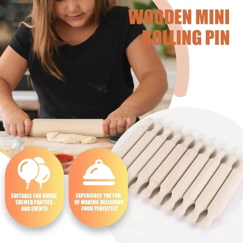 Kafei mini kočėlas 10 dalių 14 x 2 cm klasikinis kočėlas tešlai, kočėlas-įrankis
