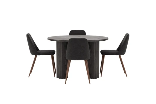 Juno Round Dining Table Ø120x75 Black 3D + Night Chair 2-pack Mocca/Black _4