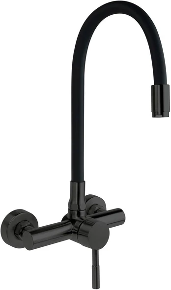 Wall-mounted kitchen faucet with bent spout