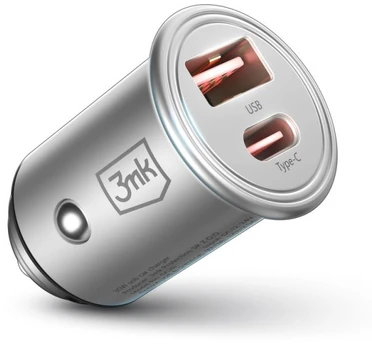 3MK automobilinis įkroviklis 1x USB-A | 1x USB-C | 4,5A 30W